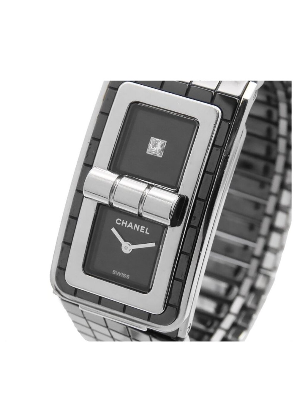 Chanel Coco Black Ceramic SS Diamond 1 PD Watch Quartz